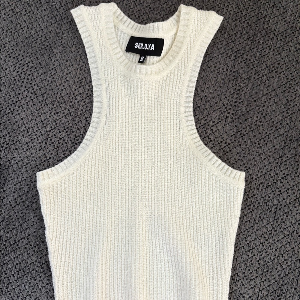 SER.O.YA Ivory Ribbed Tank Top